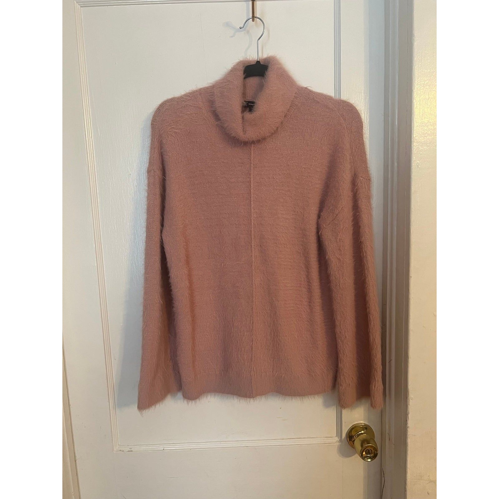 Inc International Concepts Pink Fuzzy Turtleneck Sweater Size M